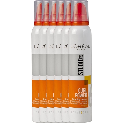 L’Oréal Paris Studio Line Essentials Curl Power Recurling Mousse - 6 x 200 ml - Haarmousse - Voordeelverpakking