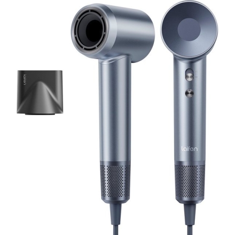 Laifen Swift - Negatieve Ionen Hoge Snelheid Snel Droog Haardroger/Föhn - Zwart/1.8m - 1600W/110.000 RPM - 3 Snelheden uitermate stil (59dB) - zilver