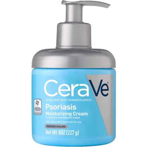 CeraVe Hydraterende Crème voor Psoriasis Behandeling - Met salicylzuur voor een droge huid - Jeukverlichting en  hydratatie - Geurvrij  - 227g