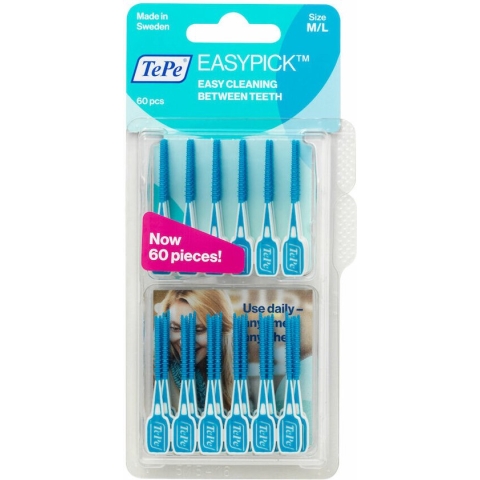 TePe EasyPick Blauw maat M/L – 60 stuks