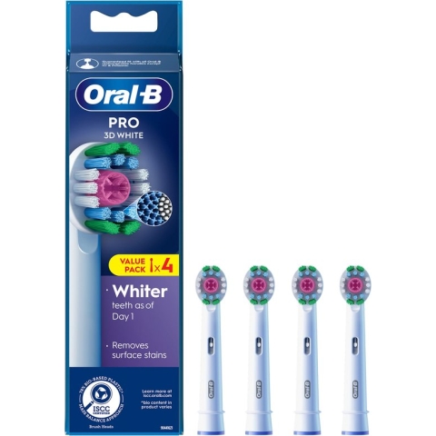Oral-B 3D White Pro - Opzetborstels met CleanMaximiser Technologie - 4 Stuks
