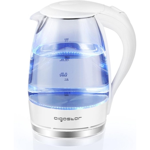 Aigostar Eve 30GON - Glazen Waterkoker met Led verlichting - Wit