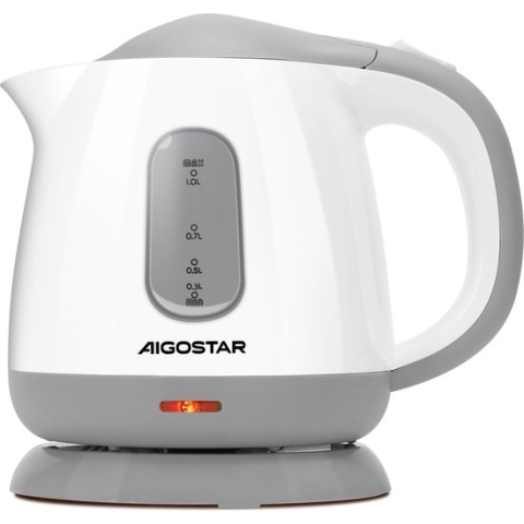 Aigostar Juliet 30HIO - Elektronische Waterkoker klein - Retro - 1 Liter- Wit/grijs