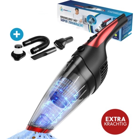 Cleanforce Kruimelzuiger snoerloos met extreme zuigkracht - Nat & Droog - Voor Thuis, Auto etc.