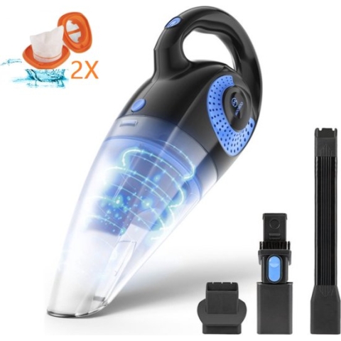 MooSoo Handstofzuiger - Nat&Droog -kruimelzuiger draadloos- Sterke zuigkracht - 8500PA - kruimeldieven Filter Longlife kruimelzuigers - kruimelzuiger Snoerloos M4 - Zwart / Blauw