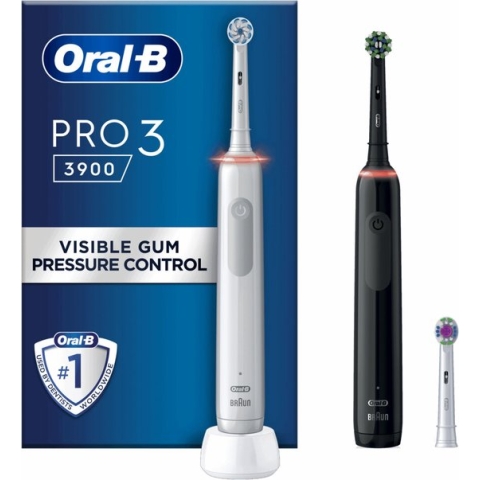 Oral-B Pro 3 3900 - Duo - Elektrische Tandenborstel - Zwart & Wit