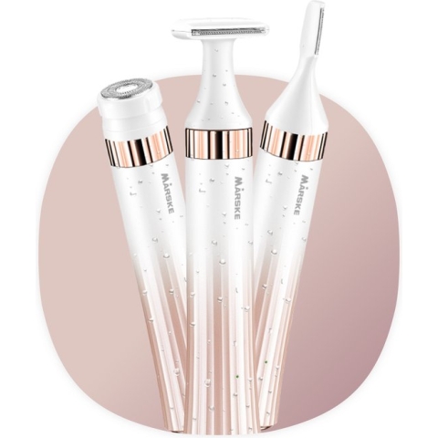 Smart-Tech Luxe Ladyshave 3-in-1 - Ontharingsapparaat - Scheerapparaat - Oplaadbaar - Bikinilijn/Wenkbrauw/Neus/Oor - Trimmer - Rose Gold