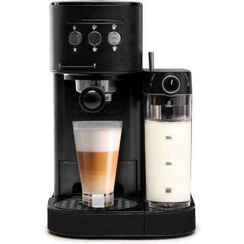BluMill Koffiemachine - Pistonmachine - Incl. automatische melkschuimer - Mat Zwart