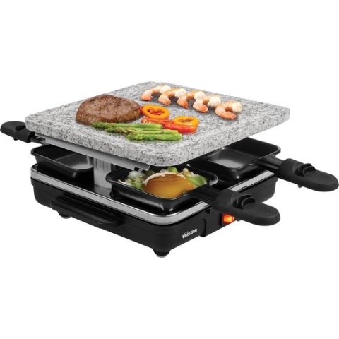 Tristar Steengrill RA-2745 - Steengrill Raclette - Gourmetset voor 4 personen - 21 x 21 cm - Met afneembare stenen grillplaat - Zwart