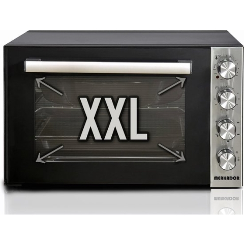 Merkador XXL Vrijstaande Oven - 70 Liter - 2000 Watt - Hetelucht - Rotisseriefunctie (Draaispit) - Graniet binnencoating - Mini Oven