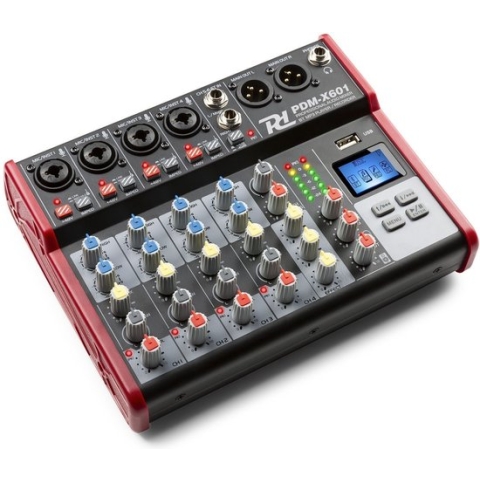 Mengpaneel - Power Dynamics PDM-X601 - 6 kanaals mixer met Bluetooth en mp3 speler - Fantoomvoeding - Echo processor - Ideaal voor zang, podcast, etc.