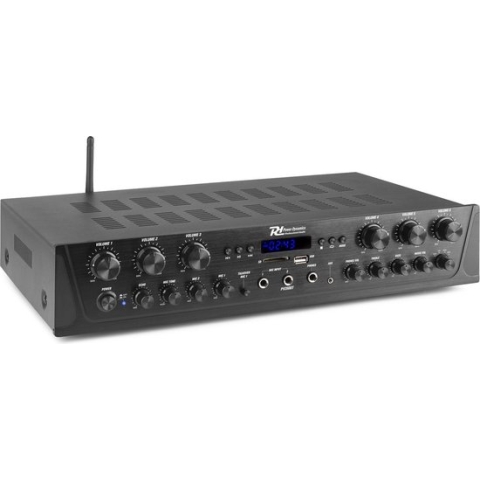 Versterker met Bluetooth - Power Dynamics PV260BT - 6-zone versterker met radio & mp3 speler - 12x 50W - Zwart