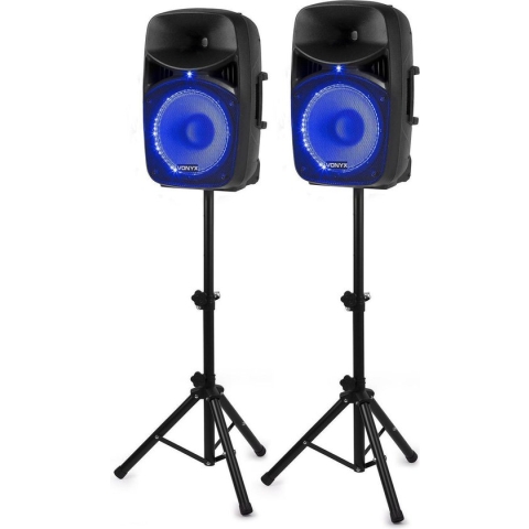 Vonyx VPS122A geluidsinstallatie actief / passief 800W Bluetooth met blauwe LED's