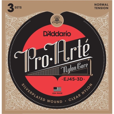D'Addario EJ45-3D 3 sets snaren Klassieke Gitaar - Normal Tension in 3 Pack