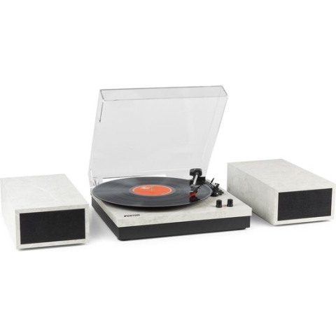 Retro Platenspeler met Bluetooth en Speakers - Fenton RP165M - Incl. Naald - Marmer