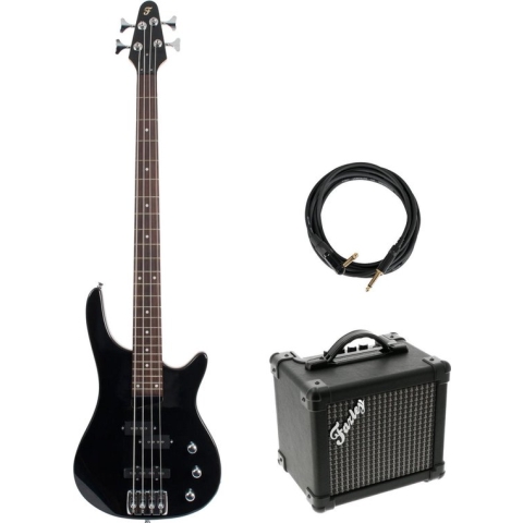Fazley FMB118 Black elektrische basgitaar + versterker + kabel