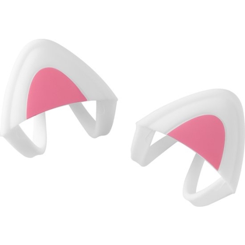 kwmobile 2x kattenoortjes voor koptelefoon - Kattenoren voor Overear Headphone van 2,5-3,8 cm breed - Van silicone - In wit / roze
