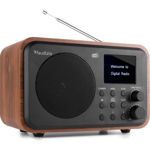 DAB radio met Bluetooth - Audizio Milan - DAB radio retro met accu en FM radio - Hout