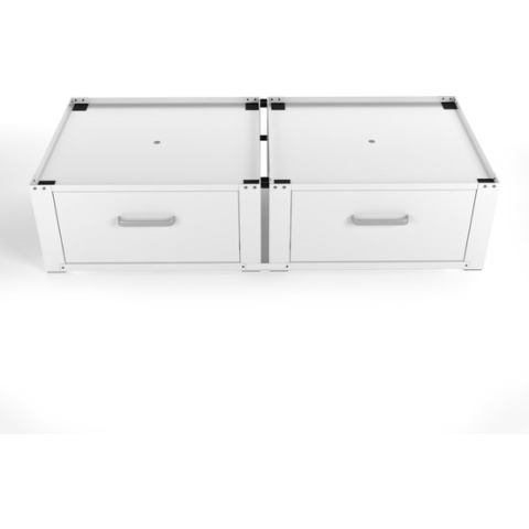 RMBO Wasmachine verhoger met lade - Wasmachine kast - Wasmachine opbouwmeubel - Wasmachine sokkel - 31cm hoog - Wit - Universeel- Dubbel