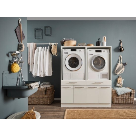 Laundry Duo Wasmachine kast - Wasmachine verhoger - Duo wasmachine meubel - Wasmachine en droger ombouw meubel - Wit - Hoogte 167 cm - Wasmachine ombouwkast