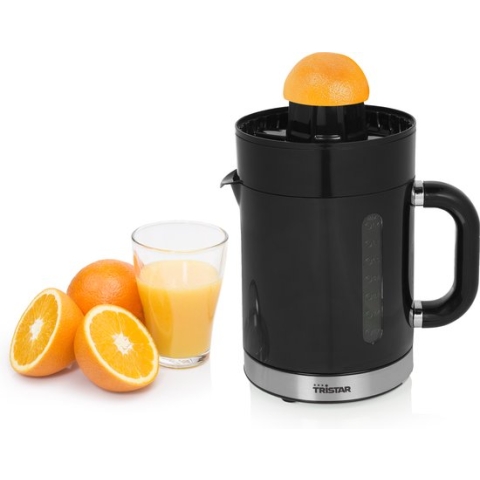 Tristar Citruspers CP-3012 - Elektrische Citruspers XL - Inclusief 2 verschillende perskegels - 1.4 liter - Afneembare schenkkan - Pulpfilter - Vaatwasserbestendige onderdelen - Zwart