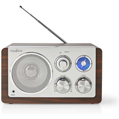 Nedis FM-Radio - Tafelmodel - FM - Netvoeding - Analoog - 15 W - Bluetooth - Bruin