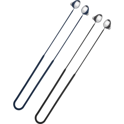 kwmobile 2x oordopjes koord - Compatibel met Samsung Galaxy Buds2 Pro - Voor draadloze oordoppen tegen verlies - In zwart / donkerblauw