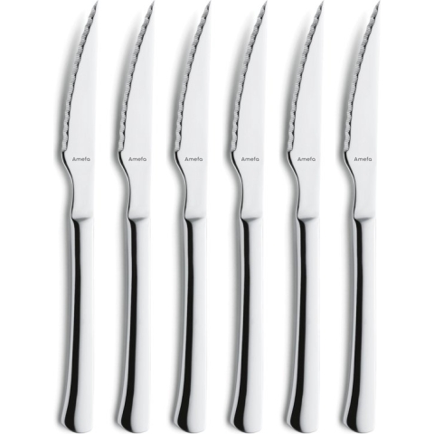 Amefa Chuletero Steakmessen - 6 delige steakmessenset - RVS - zilver