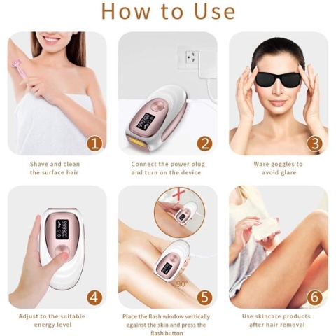 IPL-apparaat ontharing met 999,999 lichtpuls ontharingsapparaat met functie vriespunt fotonen voor lichaam gezicht bikini zone vrouwen en mannen - (maken make-up tas)