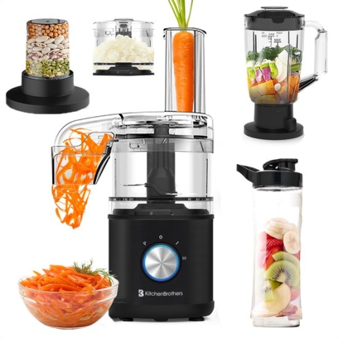 KitchenBrothers Foodprocessor - 5-in-1 - Compacte Keukenmachine - Zwart