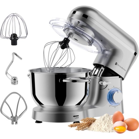 KitchenBrothers Keukenmachine - Keukenrobot - 6L RVS Mengkom - 1400W - Zilver