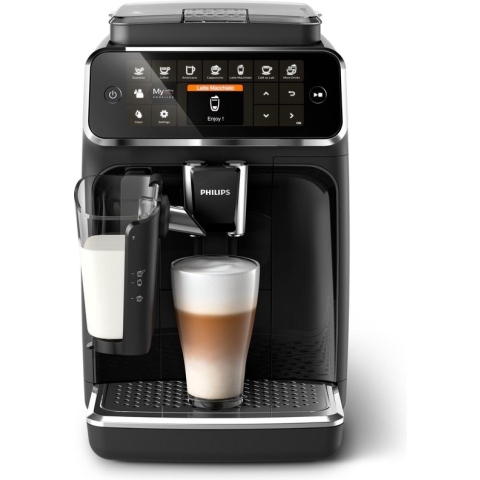 Philips volautomatische espressomachine 4300 serie, LatteGo melksysteem, 8 koffiespecialiteiten, zwart (EP4341/50)