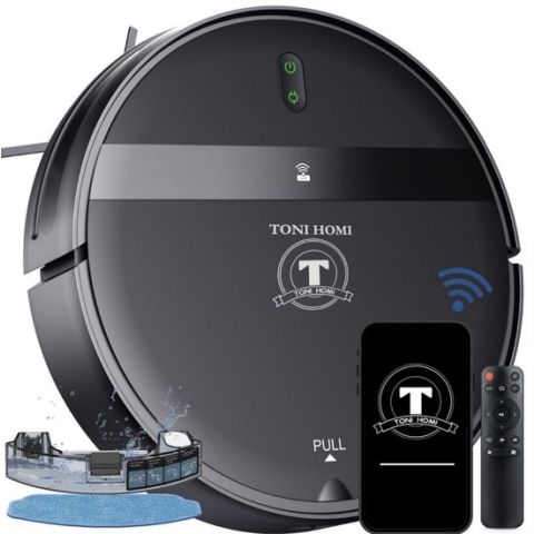 TONIHOMI® G20 - Robotstofzuiger met dweilfunctie - Robotstofzuiger met laadstation - Donker grijs