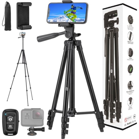 Studio ME - 128 cm Telefoon Statief - Zwart - Camera - Tripod Smartphone