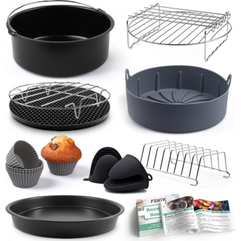 Fentic Airfryer Accesoires – Geschikt voor Airfryer XL en XXL – Met Siliconen Airfryer mand – ⌀ 20cm