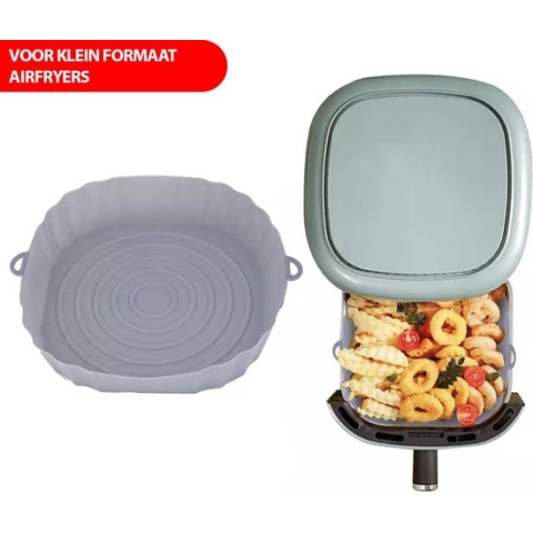 Siliconen AirFryer Mandje Grijs Small (16cm) – AirFryer Accesoires – AirFryer Bakjes Siliconen – AirFryer Siliconen Bakje – AirFryer Bakpapier Siliconen – AirFryer Bakje – AirFryer Bakvorm Siliconen – Heteluchtfriteuse