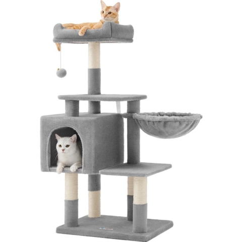 ACAZA Krabpaal - Krabpaal voor Grote Katten - Kattenboom met Hangmat - Kattenpaal - 100 cm - Lichtgrijs