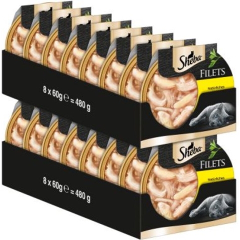 Sheba Filets - Kattenvoer natvoer - Kipfilet stukjes in saus - 16 x 60 g