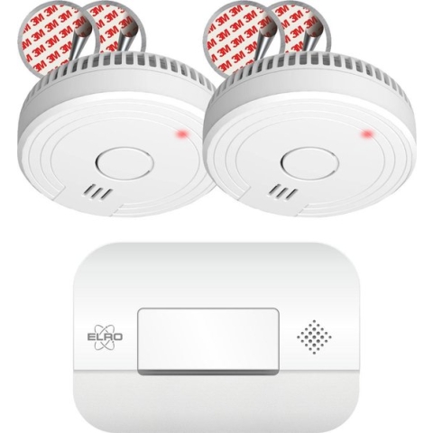 ELRO FF1840 Brandpreventieset - 2x Rookmelder 5 jaar Batterij met Magneet Montage & Koolmonoxidemelder met 10 jaar Sensor