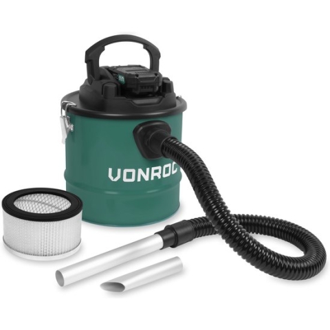 VONROC Accu aszuiger VPower 20V – 12L reservoir – HEPA-filter - Incl. 2.0Ah accu en snellader