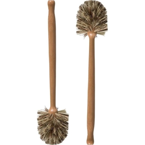 5Five - WC-/toiletborstels hout steel 36,5 cm - Set van 2x stuks