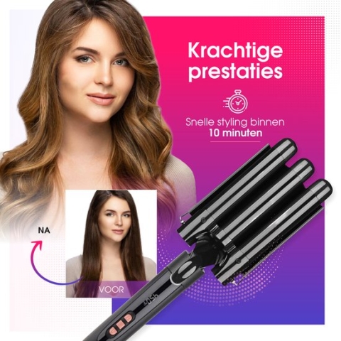 Keramische krultang met opzetstukken Wafeltang Waver Golvenkrultang - Curling Iron - 9 tot 32mm - Meerdere kleuren - RAVEG