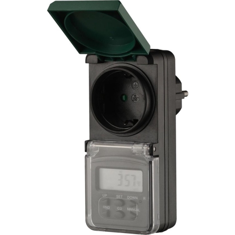 Benson Digitale Tijdklok - voor Buiten - 230 Volt - Spatwaterdicht - Zwart