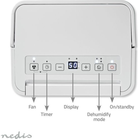 Nedis Luchtontvochtiger - 10 l/Dag - Ontvochtiging / Automatisch / Was drogen / Ventilatie - Ja - 100 m³/h