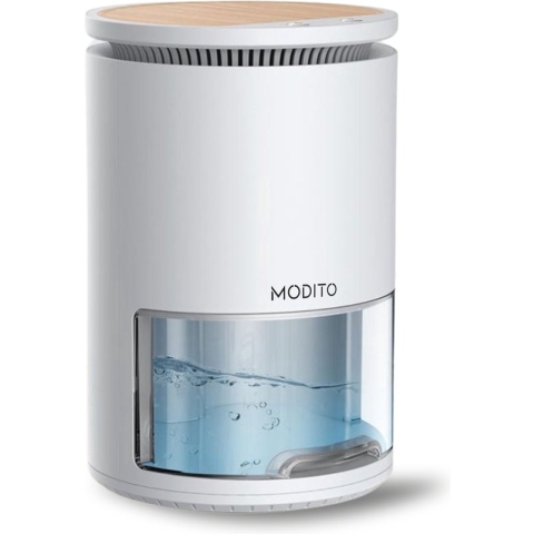 Modito Luchtontvochtiger - 450ml/dag - Dehumidifier - 2-in-1 Luchtreiniger - Muisstil - Voor Slaapkamer / Badkamer / Kelder - Wit