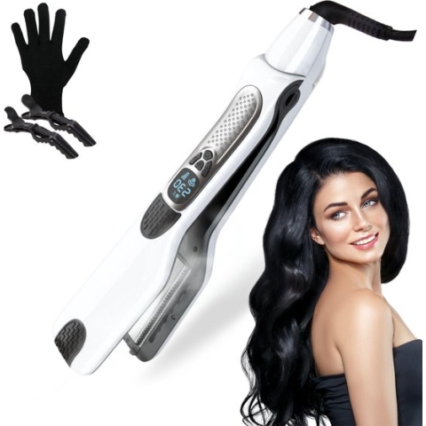 LifeSupply® Stoom Stijltang 5.0 - Steampods - Stijltang - Krultang - Professionele stoom stijltang - Extra brede platen - Kam