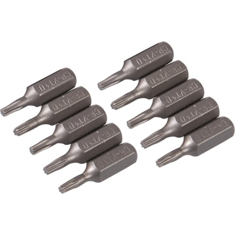 Silverline Cr-V T10 schroevendraaier bits, 10 pak T10