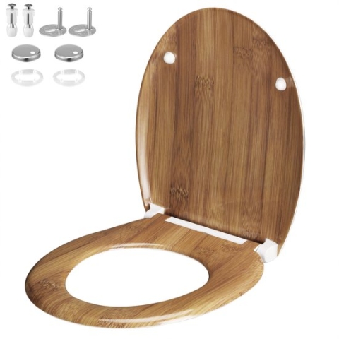 Casaria Wc Bril Duroplastic - Soft-close – Antibacterieel Bamboe