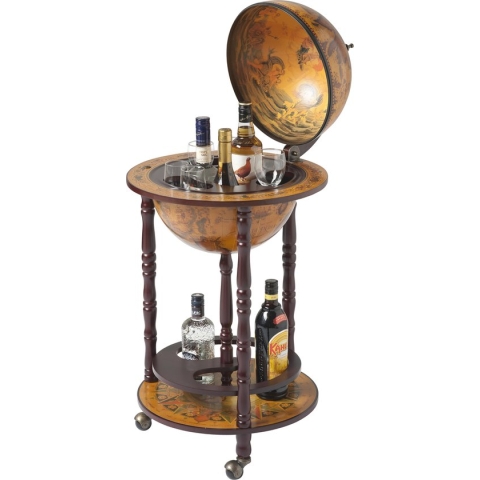 Brulo Wereldbol Globe bar - Wijnrek - ⌀ 33 cm - Bruin - Vespucci
