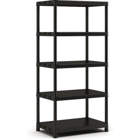 Kunststof opbergrek - Extra diep - 400 kg draagkracht - 5 planken - 60x90x187cm - Zwart